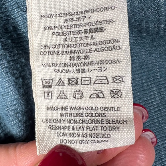 Free People We The Free Kori Split Back Turtleneck in teal. - Picture 10 of 10